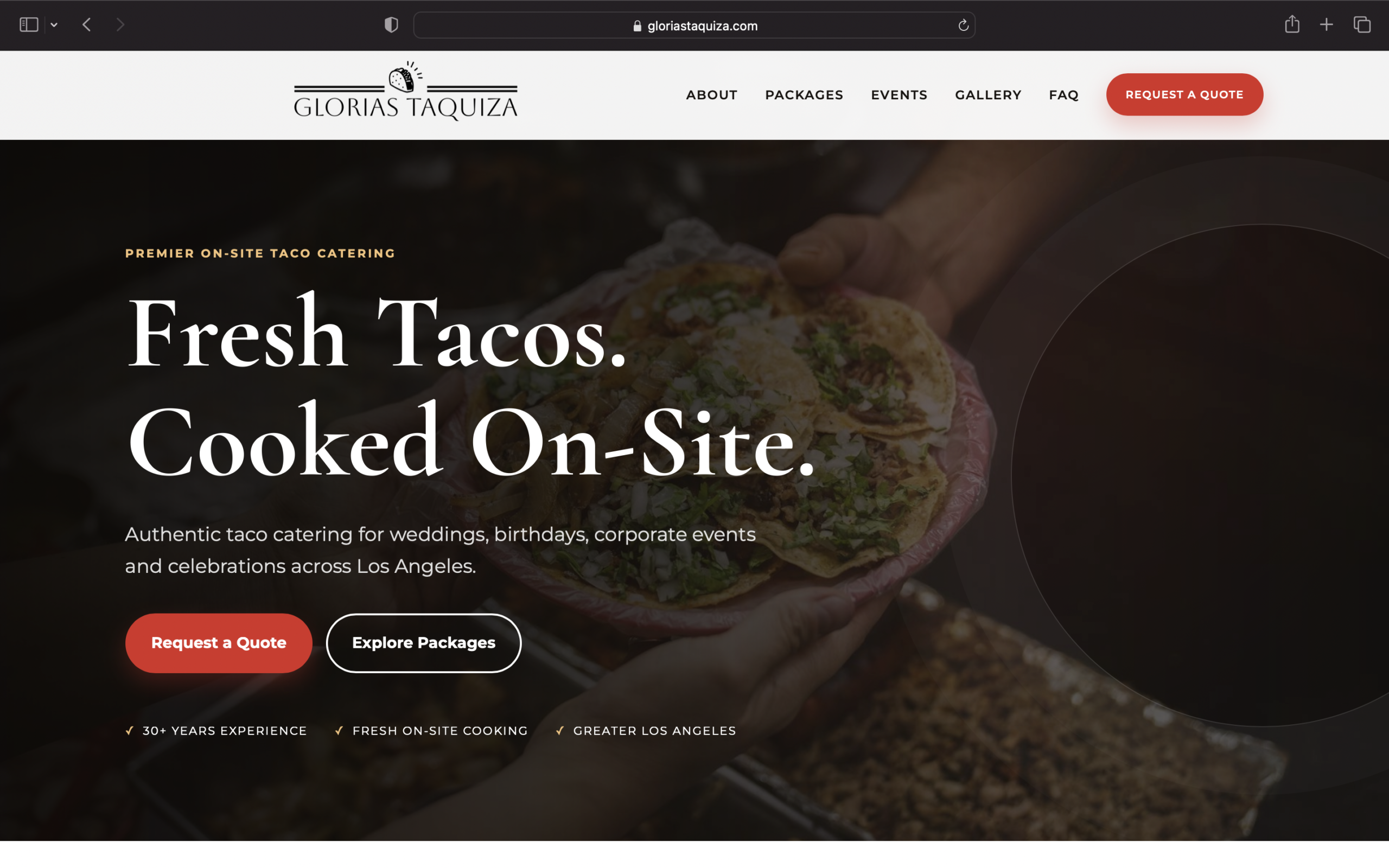 Gloria’s Taquiza desktop website