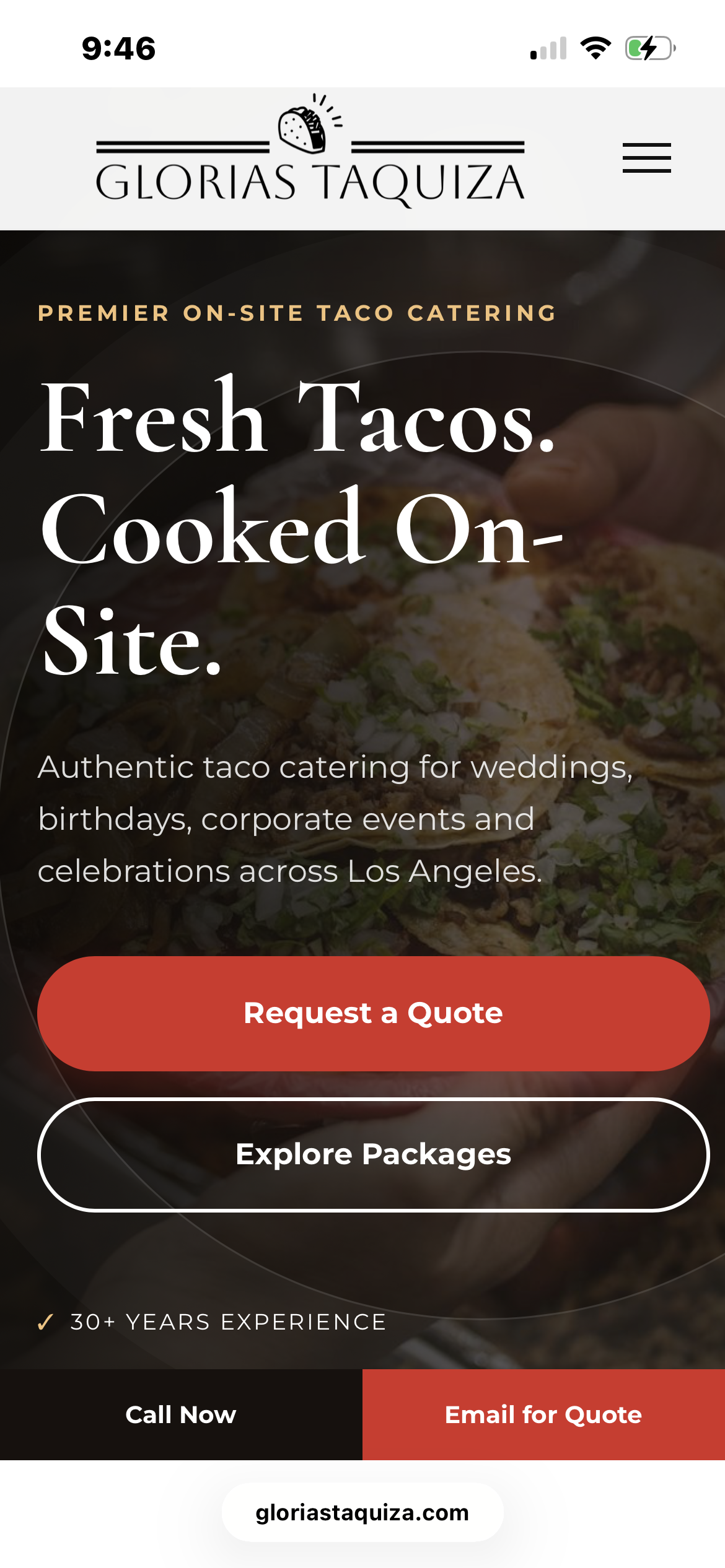 Gloria’s Taquiza mobile website