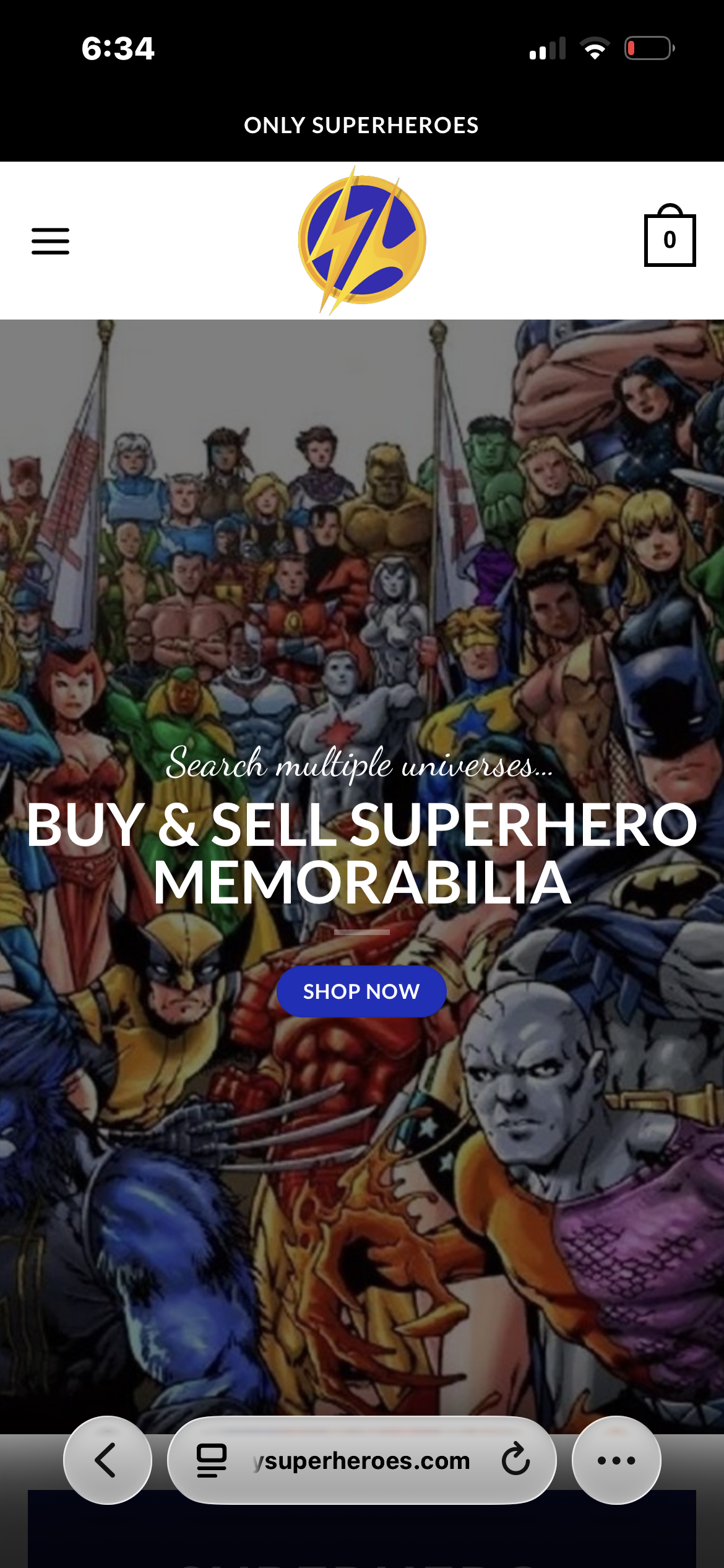 Only Super Heroes mobile website