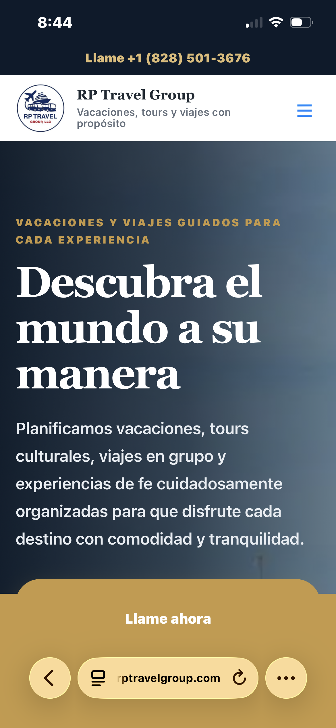 RP Travel Group mobile website