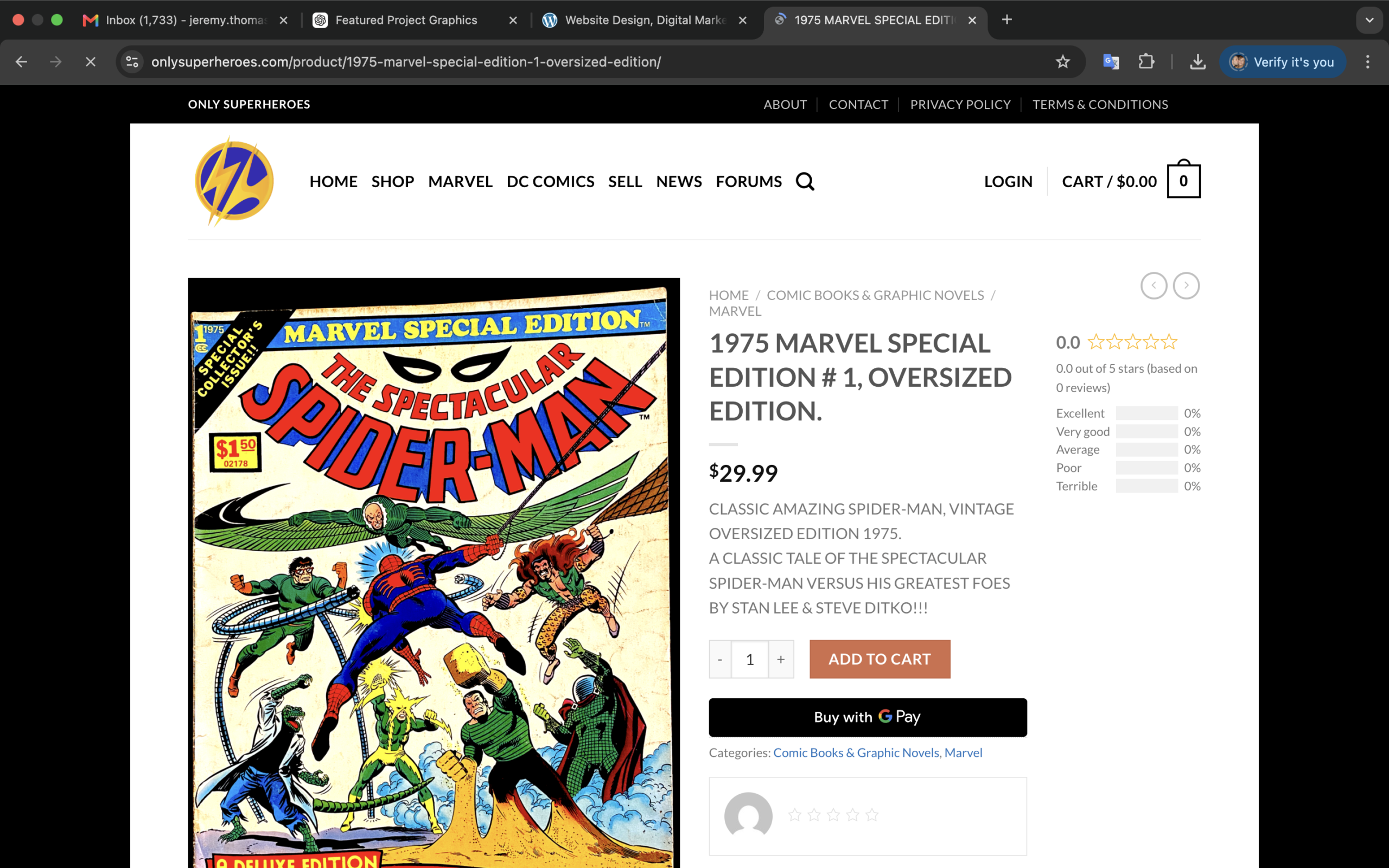 Only Super Heroes desktop website